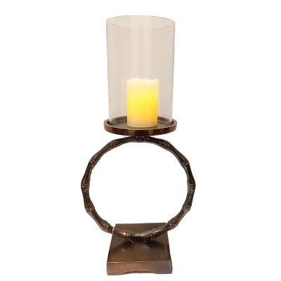 Κηροπήγιο Μπρονζέ Με Γυαλί Μεταλλικό 36εκ.