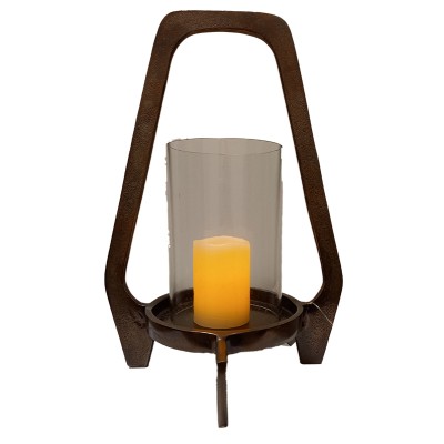 Διακοσμητικό Φανάρι Μεταλλικό Μπρονζέ 21x21x31εκ.