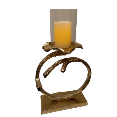 Κηροπήγιο Γυάλινο/Μεταλλικό Χρυσό 19x7x28εκ.