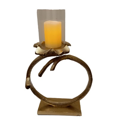 Κηροπήγιο Γυάλινο/Μεταλλικό Χρυσό 23x7x33εκ.