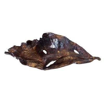 Διακοσμητική μεταλλική πιατέλα φύλλο μπρονζέ 50x23εκ.