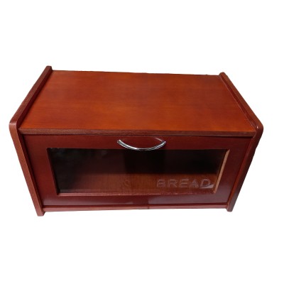 Ψωμιέρα Bread ξύλινη με ντουλάπι Κερασί / Cherry 37x21x16.5εκ