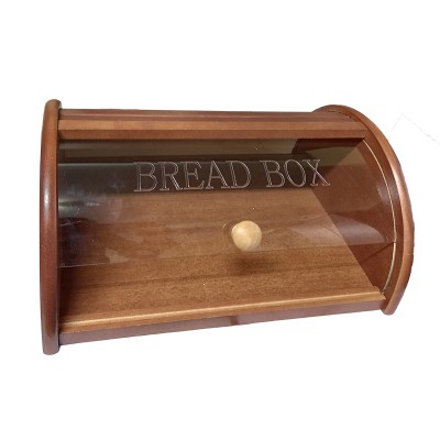 Ξύλινη Bread ψωμιέρα με τζάμι σε καρυδί χρώμα 35x27x15εκ