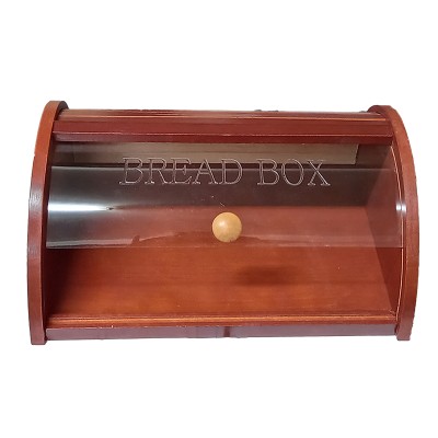 Ξύλινη Bread Ψωμιέρα Με Τζάμι Σε Κερασί / Cherry Χρώμα 35x27x15εκ