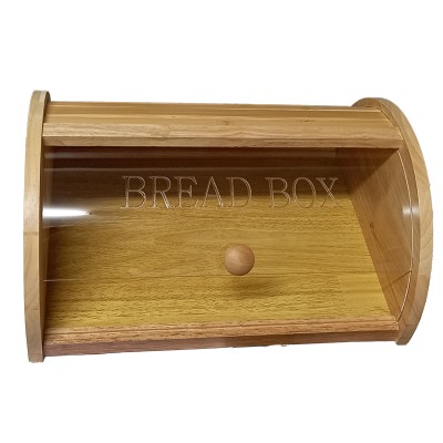 Ξύλινη Bread Ψωμιέρα Με Τζάμι Σε Natural Χρώμα 35x27x15εκ