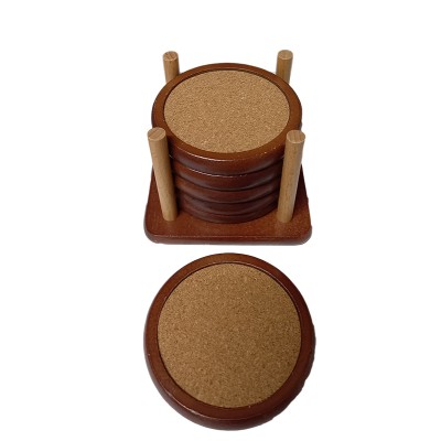 Σετ 6 Ξύλινα Σουβέρ Στρόγγυλα 10x10x7εκ