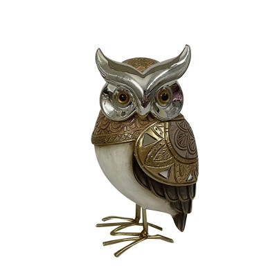 Διακοσμητική Κουκουβάγια Polyresin Εκρου/Χρυσή 7.2x6.2x13.7εκ