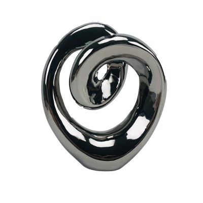 Αφηρημένο Ασημί Διακοσμητικό Κεραμικό 26X15.5X32.5εκ.