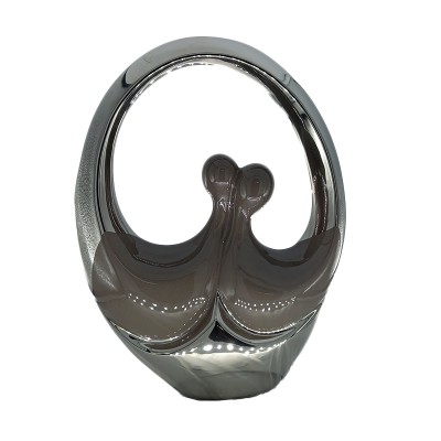 Κεραμικό Διακοσμητικό Βάζο Ζευγάρι Ασημί 22.5X9.5X29.5εκ.