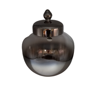 Βάζο Τζαρ σε σχήμα μπάλας με καπάκι Ασημί/Μελί 13x19εκ