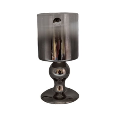 Κηροπήγιο γυάλινο Ασημί/Μελί 10x24εκ