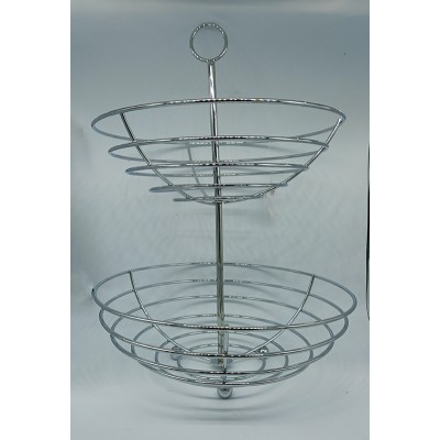 Φρουτιέρα μεταλλική διόροφη Nickel 25x20x40εκ.