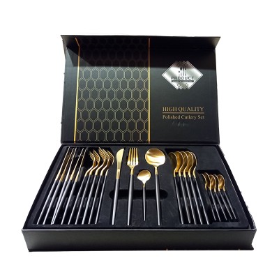 Σετ 24-Τεμαχίων Ανοξείδωτα Μαχαιροπήρουνα 18/10 GOLD/BLACK