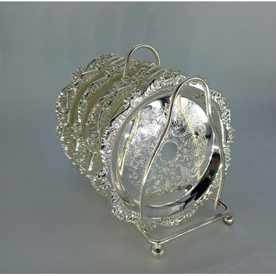 Σετ 6 Επάργυρα Στρογγυλά Σουβέρ Με Βάση Με Χώρισμα 10.5εκ.