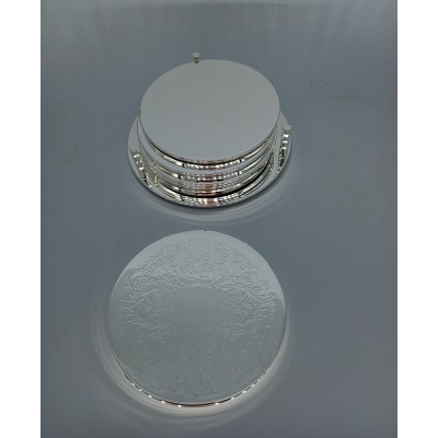 Σετ 6 Επάργυρα Στρογγυλά Σουβέρ Με Βάση 10εκ.