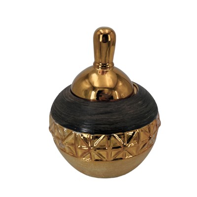 Φοντανιέρα Κεραμική Με Καπάκι Καφέ/Χρυσή 15,5x15,5x19,5εκ