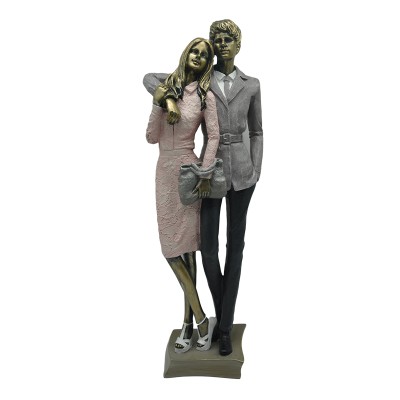 Διακοσμητική Πολυεστερική Φιγούρα Ζευγάρι σε Χρυσό/Οπάλ 15x9.8x42εκ.