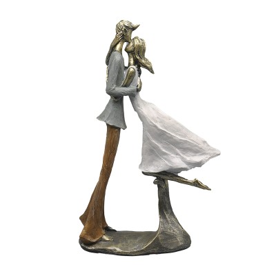 Διακοσμητική Πολυεστερική Φιγούρα Ζευγάρι Σε Χρυσό/Eκρού/Ασημί 20x9x32εκ