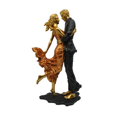 Διακοσμητική Πολυεστερική Φιγούρα Ζευγάρι Σε Χρυσό/Μαύρο/Πορτοκαλί 18x10.5x35εκ