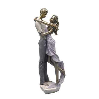 Διακοσμητική Πολυεστερική Φιγούρα Ζευγάρι Σε Χρυσό/Εκρού/Γκρι10x9x33εκ