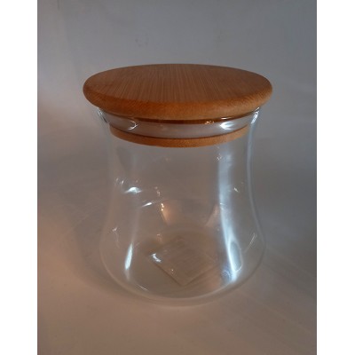 Βάζο αποθήκευσης γυάλινο με ξύλινο καπάκι 10x11.5cm 500ml