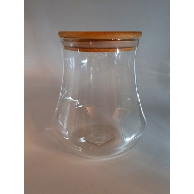 Βάζο Αποθήκευσης Γυάλινο Με Ξύλινο Καπάκι 13x15cm 1050ml