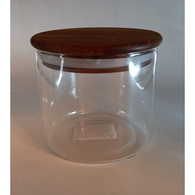 Βάζο Αποθήκευσης Γυάλινο Με Ξύλινο Καπάκι 10x9cm 500ml
