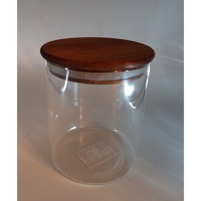 Βάζο Αποθήκευσης Γυάλινο Με Ξύλινο Καπάκι 10x12cm 750ml