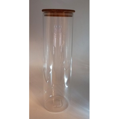 Βάζο Αποθήκευσης Γυάλινο Με Ξύλινο Καπάκι 10x33cm 2200ml