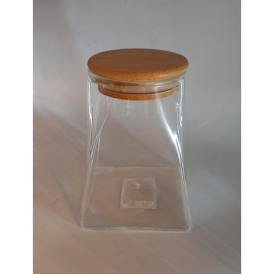 Βάζο Αποθήκευσης Γυάλινο Με Ξύλινο Καπάκι 11.5x12cm 500ml