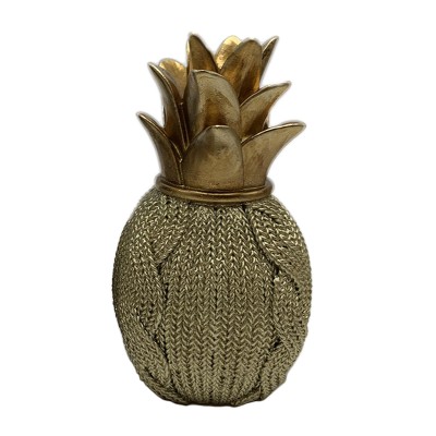 Διακοσμητικός Ανανάς Polyresin Light Green- Χρυσός 9x9x15εκ