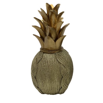 Διακοσμητικός Ανανάς Polyresin Light Green- Χρυσός 10x10x21εκ