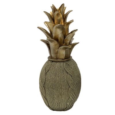 Διακοσμητικός Ανανάς Polyresin Light Green- Χρυσός 10x10x25εκ