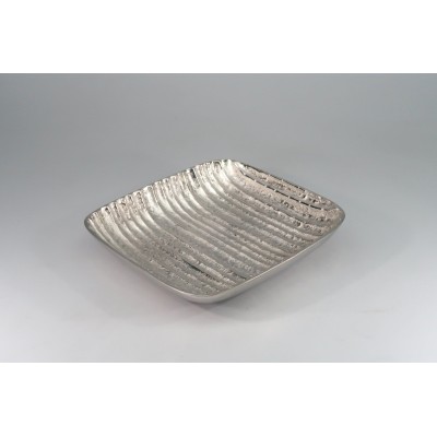 Διακοσμητικό Μπωλ Μεταλλικό Ασημί Τετράγωνο 31x31x6cm