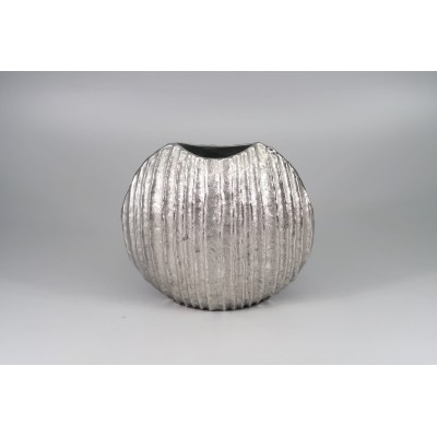 Μεταλλικό Πλακέ Βάζο Ασημί 27x12x24cm