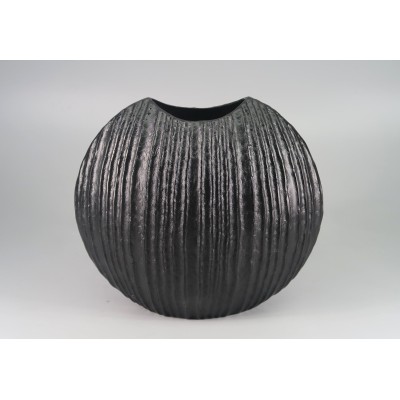 Μεταλλικό Πλακέ Βάζο Μαύρο 37x16x33cm