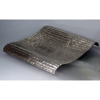 Διακοσμητικό Μεταλλικό Κουπ Κυματιστό Τετράγωνο Ασημί 26x25.5x5cm