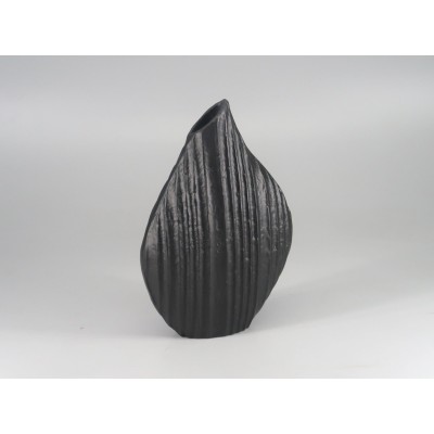 Διακοσμητικό Μεταλλικό Κεκλιμένο Οβάλ Βάζο Μαύρο 20x9x31cm