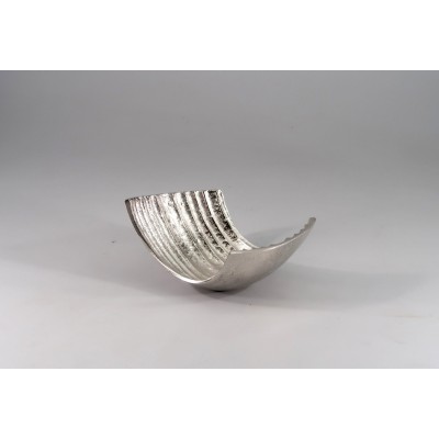 Διακοσμητικό Μεταλλικό Αφηρημένο Κυματιστό Κουπ Ασημί 17x15x9cm