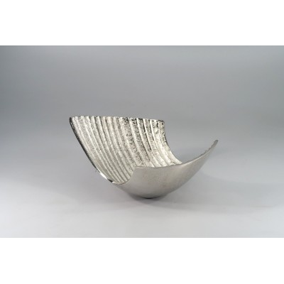 Διακοσμητικό Μεταλλικό Αφηρημένο Κυματιστό Κουπ Ασημί 25x22x16cm