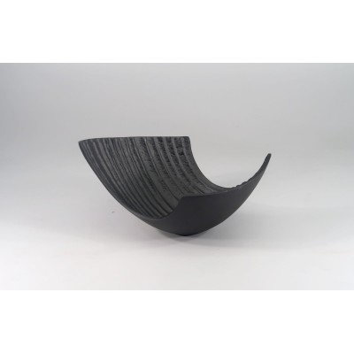 Διακοσμητικό Μεταλλικό Αφηρημένο Κυματιστό Κουπ Μαύρο 25x22x16cm