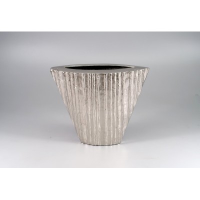 Διακοσμητικό Μεταλλικό Βάζο Πλακέ Boat Ασημί 31x11x26.5cm