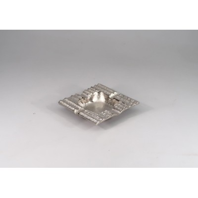 Διακοσμητικό Μεταλλικό Τετράγωνο Τασάκι Ασημί 13x13x2.5cm