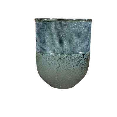 Διακοσμητικό Σαμπανιζέ Κεραμικό Βάζο Με Στρας 21x9x27.5cm