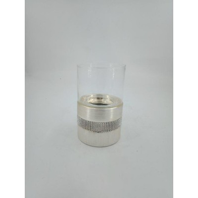 Κηροπήγιο Για Ρεσώ Κεραμικό Σε Σαμπανιζέ Χρώμα Με Γυαλί 10.5x10.5x16.8cm