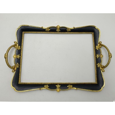 Δίσκος Με Καθρέφτη Πολυεστερικός Μαύρος/Χρυσός 42.5x27x4εκ.