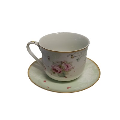 Φλιτζάνι Σοκολάτας Πορσελάνης Με Πιατάκι Vintage Flowers 450ml