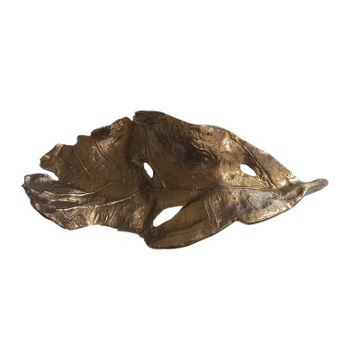 Διακοσμητική Μεταλλική Χρυσή Πιατέλα Φύλλο 50x23εκ.