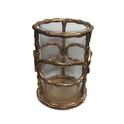 Διακοσμητικό Στρογγυλό Φανάρι Μεταλλικό Χρυσό 19x28εκ.