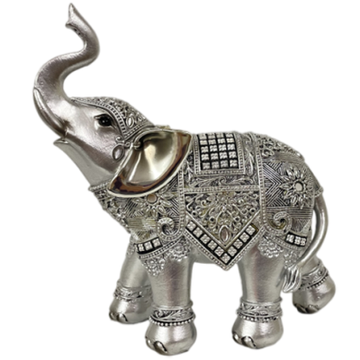 Διακοσμητικός Ελέφαντας Πολυεστερικός Σε Ασημί Χρώμα 17x7x19cm